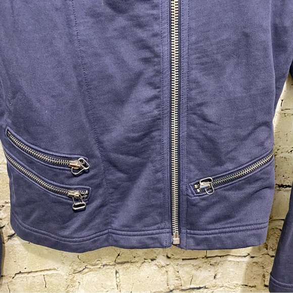 Gap Blue Cotton Quilted Zipper Moto Jacket - Picture 3 of 6